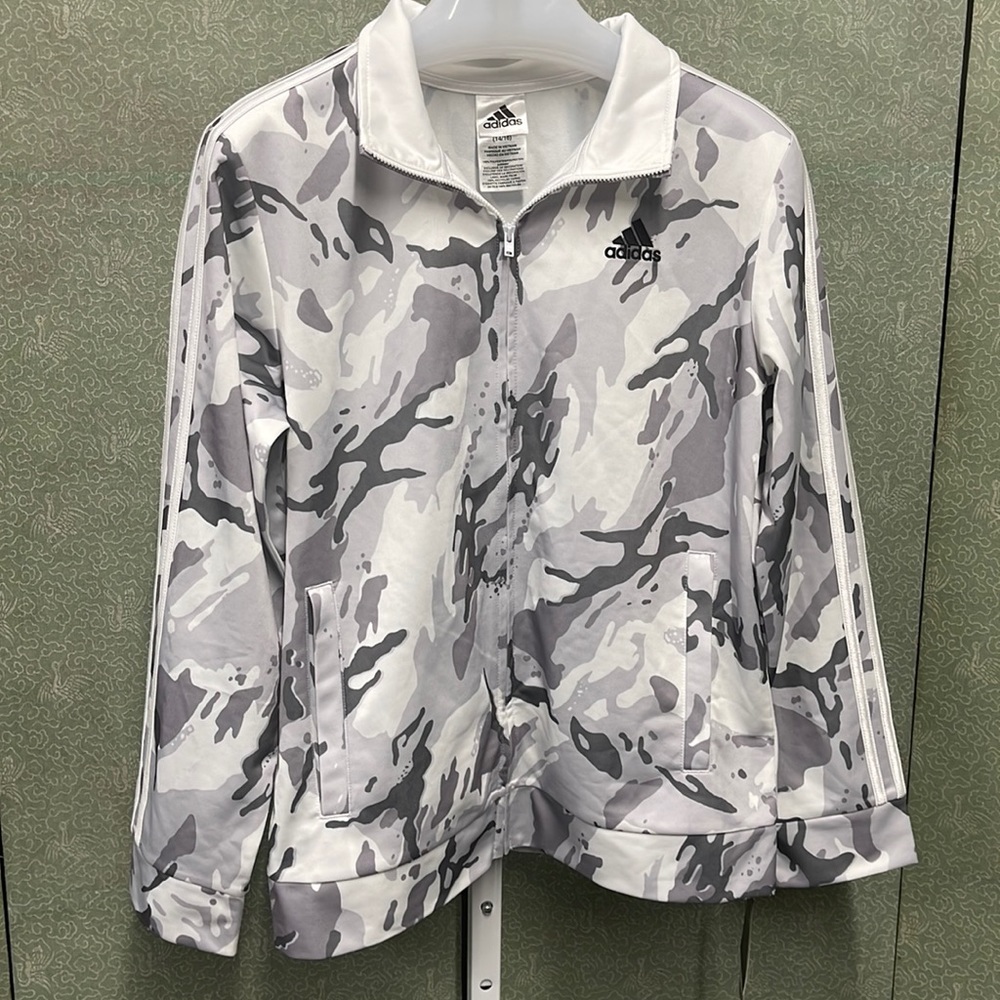 adidas Kids Gray and White Jacket
